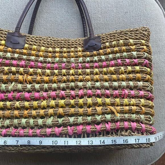 Large straw beach bag Colorful 12x19 vacation cruise shopping - Picture 6 of 9